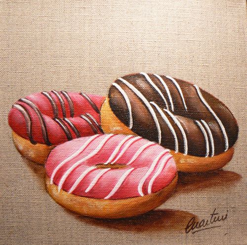 tableau donuts, peinture donuts, tableau gateau, donuts painting